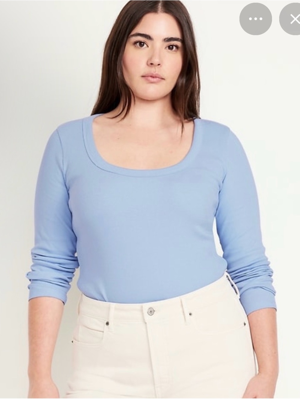 Old Navy Light Blue Scoop-Neck Long Sleeve Top